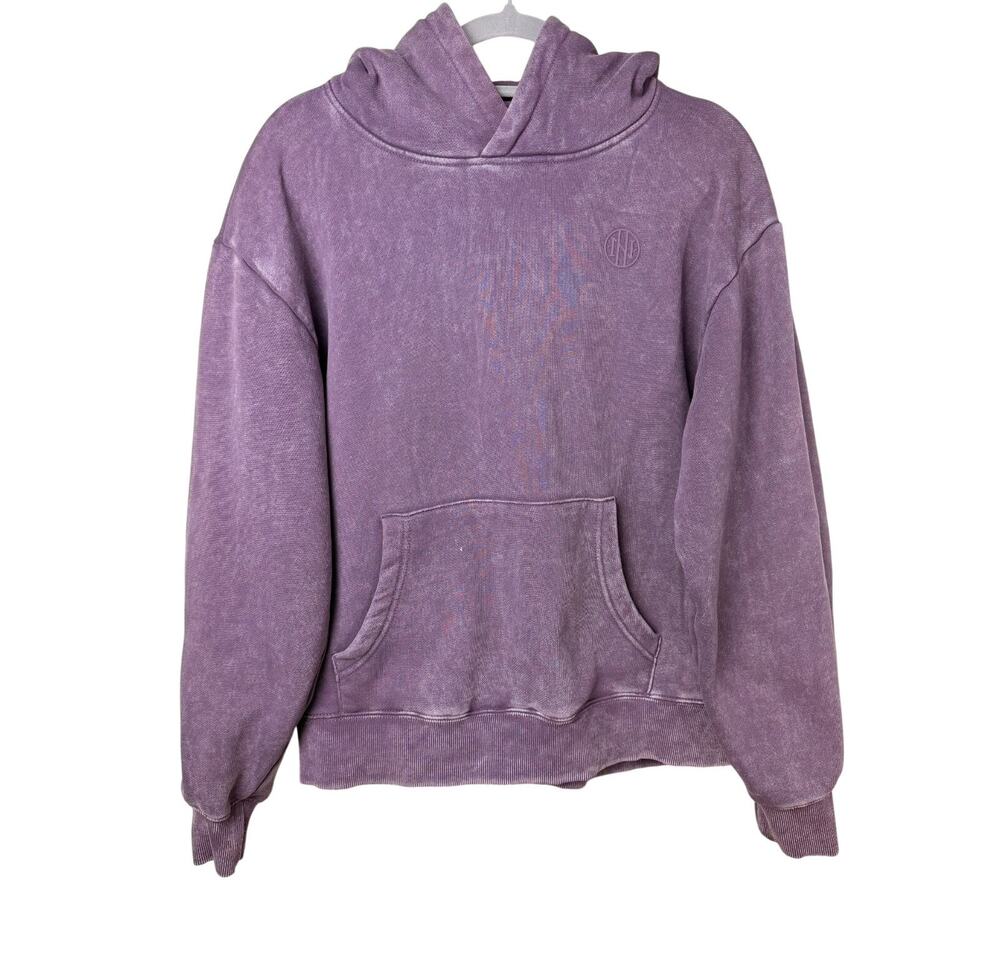 Ninth Hall Fundamentals Purple Hoodie Sweatshirt Distressed Washed Boxy M